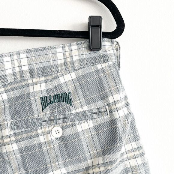 Billabong Mens Jimi Plaid Walkshorts Flat Front Mid-Length Green Size 34 - Picture 3 of 9